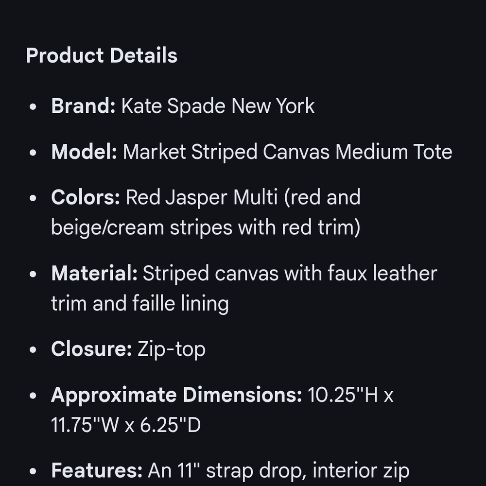 Kate Spade Striped Canvas Tote